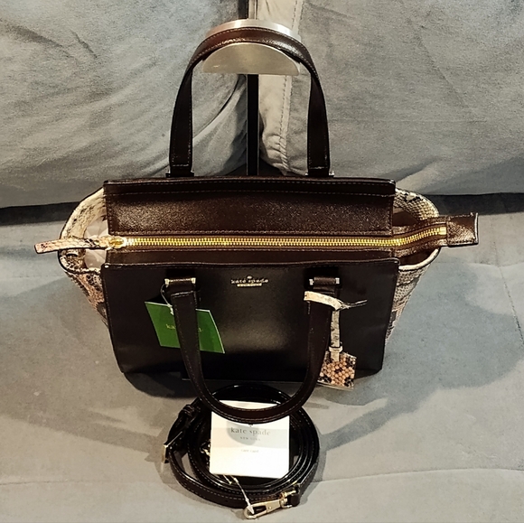 NWT KATE SPADE CAMERON STREET MULTICOLOR SNAKE EMBOSSED LEATHER CROSSBODY TOTE - Picture 10 of 15